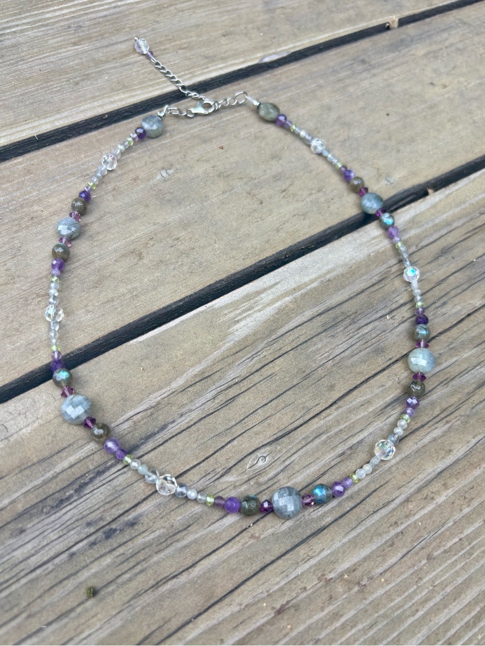 Labradorite gemstone necklace.